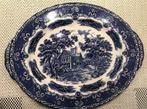 Antieken porseleinen ovaal bord blauw-wit Engels 19 E, Antiek en Kunst, Ophalen of Verzenden