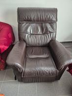 Elektrische lederen relaxzetel bruin, Ophalen, Gebruikt, Eenpersoons, Minder dan 150 cm