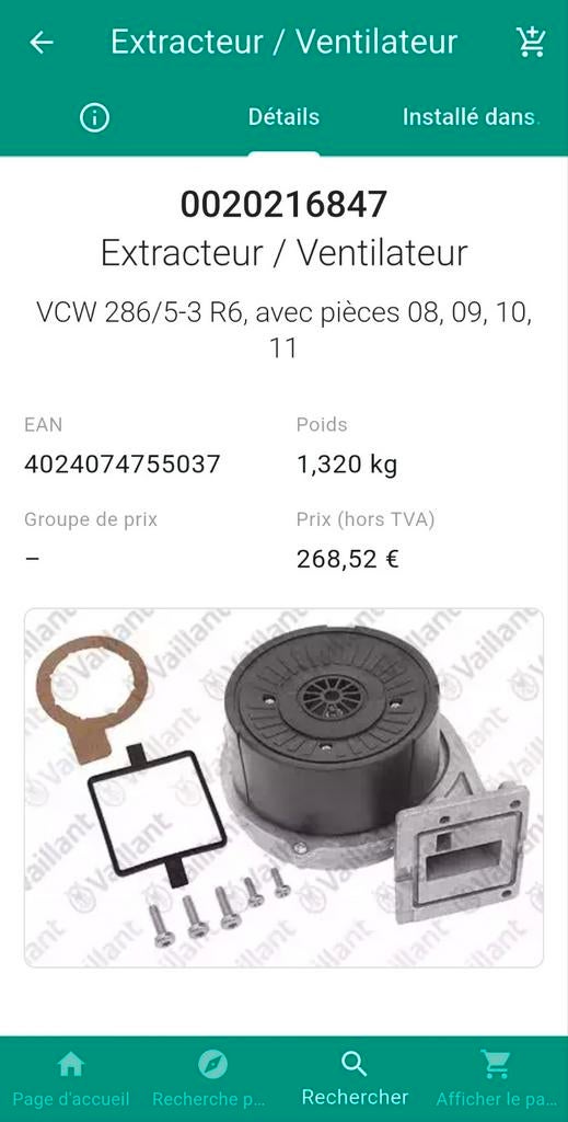 Ventilator Vaillant EcoTec Pro (100% nieuw), Verzamelen, Overige Verzamelen, Nieuw, Ophalen of Verzenden