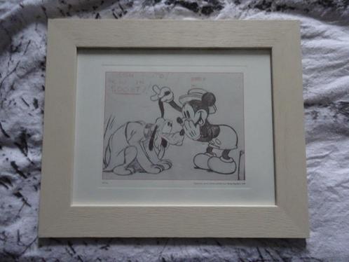 Houten lijst - Mickey en Pluto - Walt Disney, Verzamelen, Disney, Zo goed als nieuw, Plaatje of Poster, Mickey Mouse, Ophalen of Verzenden