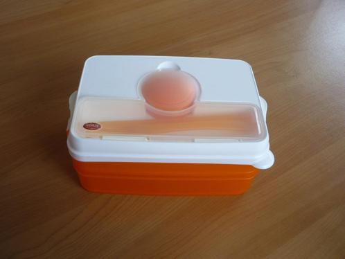 Wit oranje brooddoos lunchbox met bestek en doosje Snips, Huis en Inrichting, Keuken | Tupperware, Wit, Oranje, Ophalen of Verzenden