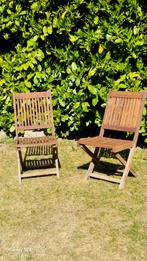 Houten tuinstoelen, Tuin en Terras, Tuinstoelen, Ophalen, Gebruikt, Teakhout, Inklapbaar