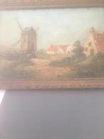 Oud schilderijtje olieverf op paneel.  34x22. 39x27met kader, Antiek en Kunst, Ophalen of Verzenden