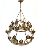 Grote Art Deco kroonluchter met engelen, Ophalen of Verzenden