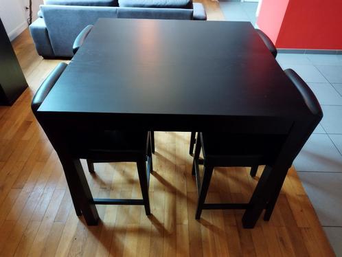 À vendre : Table haute noire + Chaises hautes noires (Ikea), Huis en Inrichting, Complete inboedels, Ophalen