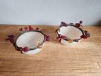 2  kommetjes potjes in mat glas afgewerkt met glazen bloemen, Antiek en Kunst, Ophalen of Verzenden
