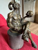 Bronzen beeld sater met schedel, Antiek en Kunst, Ophalen