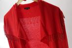 Lange rode cardigan met franjes CAROLINE BISS 36, Ophalen of Verzenden, Zo goed als nieuw, Maat 36 (S), Caroline Biss