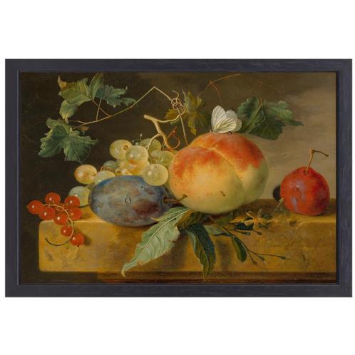 Fruitstilleven - Jan van Huysum canvas + baklijst 70x50cm, Huis en Inrichting, Woonaccessoires | Wanddecoraties, Nieuw, Verzenden