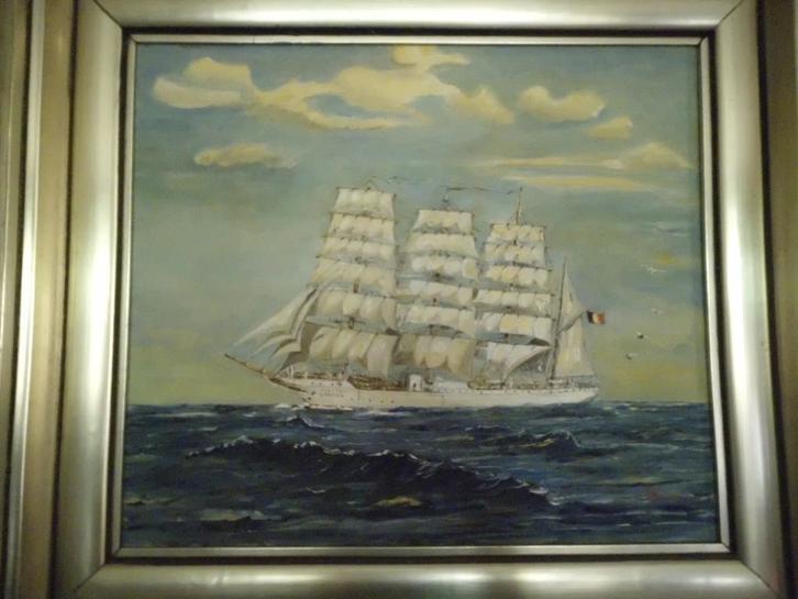 Schilderij Belgisch schoolschip l'Avenir 1908, Antiek en Kunst, Kunst | Schilderijen | Klassiek, Ophalen