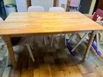 Stevige houten eettafel, Ophalen, Gebruikt, 100 tot 150 cm, 50 tot 100 cm