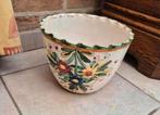 Retro handgeschilderde bloempot met bloemen, Ophalen, Zo goed als nieuw