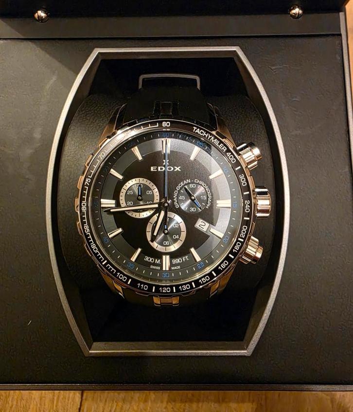 Edox grand ocean quartz 45mm, Handtassen en Accessoires, Horloges | Heren, Nieuw, Overige merken, Staal, Kunststof, Ophalen