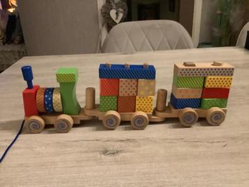 Houten speelgoed trektrein (14x40 cm) beschikbaar voor biedingen