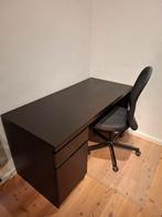 Zwarte bureau met bureaustoel te koop, Huis en Inrichting, Bureaus, Ophalen, Bureau