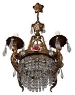 Franse bellenluster kariatide figuren en porseleinen rozen, Antiek en Kunst, Ophalen