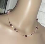 Ketting zoetwaterparel , rozenkwarts en kristal roze, Handtassen en Accessoires, Kettingen, Verzenden, Nieuw, Steen of Mineraal