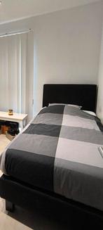 Boxspringbed 200 x 90 cm zwarte stof, Ophalen, Zwart, 90 cm