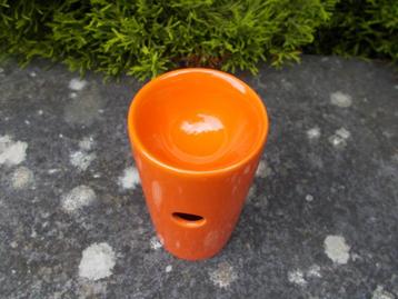 vintage oranje keramische kaarshouder voor geurfondant