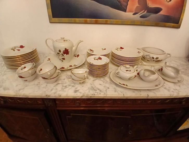 Service porcelaine fleurs Wavel, Antiek en Kunst, Antiek | Servies los, Ophalen