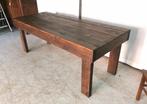 Grote tuin-tafel gemaakt uit recuperatie hout L 220 B 82 H82, Tuin en Terras, Ophalen, Gebruikt, Rechthoekig, Hout