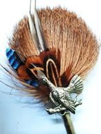 Prachtige Schotse broche hoedenspeld vogel, hertenhaar en ve, Ophalen, Zo goed als nieuw