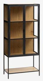 Vitrine - chene et acier, Maison & Meubles, Enlèvement, Comme neuf, Verre