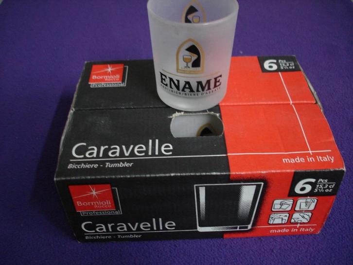 6 stuks shot glazen 15,3 cl. voor bar/tapas + opdruk Ename., Collections, Verres & Petits Verres, Neuf, Verres et Verres à shot