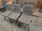6 stoelen in kwaliteitsgrijze stof €290/6stuks, Ophalen, Zo goed als nieuw, Stof