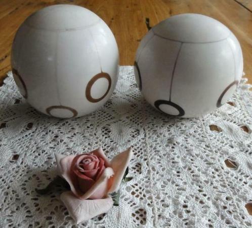 SALE  Off white ballen / bollen,  bruine cirkels, Cusco Peru, Huis en Inrichting, Woonaccessoires | Overige, Gebruikt, Ophalen of Verzenden