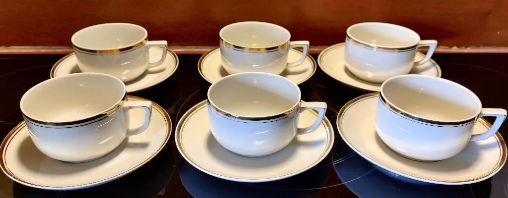 6 koffietassen en ondertassen, Huis en Inrichting, Keuken | Servies, Kop(pen) en/of Schotel(s), Effen, Porselein, Ophalen of Verzenden