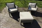 Set van twee Tribu lounge-stoelen met kussens en bankje, Tuin en Terras, Ophalen, Zo goed als nieuw