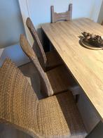 Tafel en stoelen met vitrinekast, Huis en Inrichting, Ophalen, Zo goed als nieuw, Hout en riet, 8 stoelen of meer