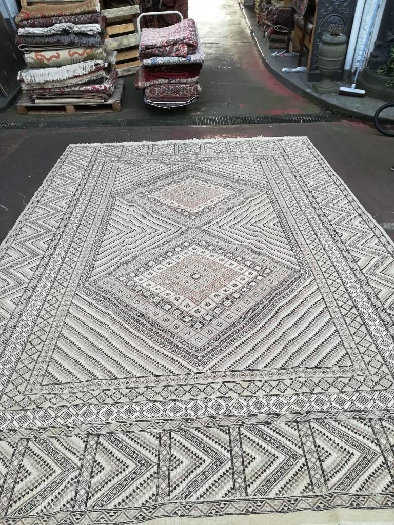 Kilim, Ophalen, 200 cm of meer, Rechthoekig, Crème