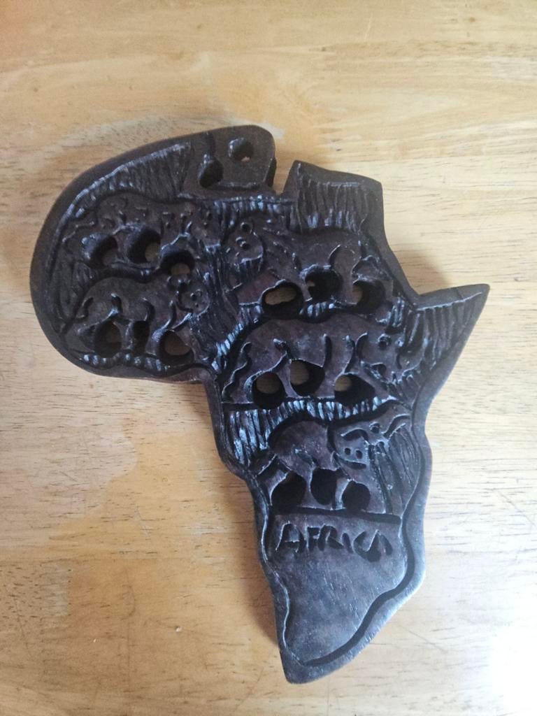 Ebbenhout wanddecor Big Five Afrika, Ophalen of Verzenden