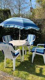 Tuinset curver 4 stoelen, tafel, kussens en parasol, Tuin en Terras, Ophalen, Gebruikt, Tuinset