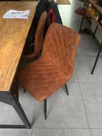 Table en acier nour et bois brut 6P plus chaises cognac, Maison & Meubles, Enlèvement, Comme neuf