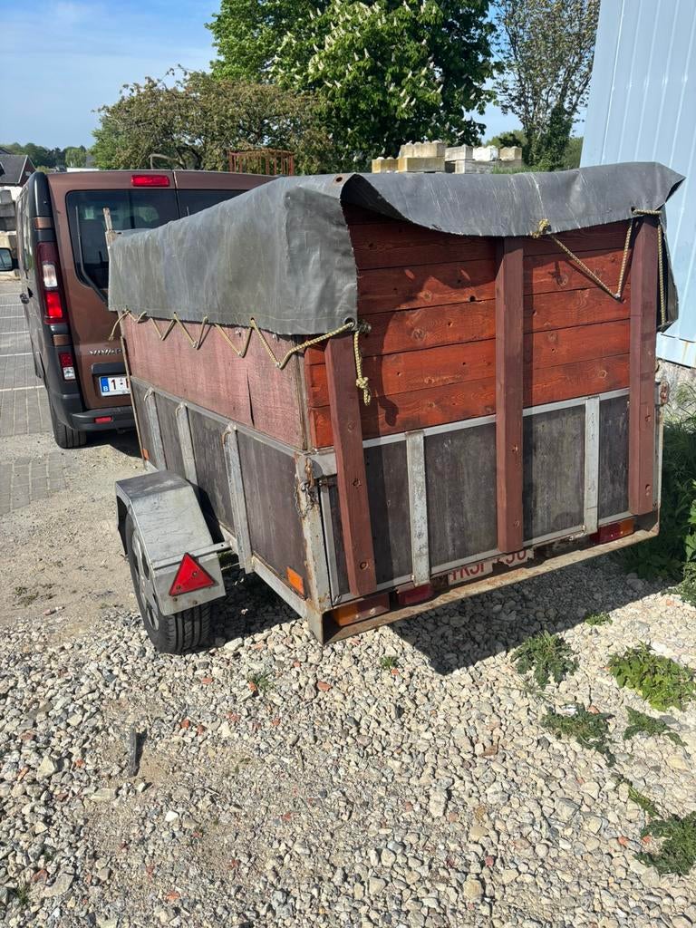 Enkelas aanhangwagen met afdekzeil, Auto diversen, Aanhangers en Bagagewagens, Gebruikt, Ophalen
