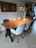 Industriële eettafel met gietijzeren onderstel 220 x 100, Comme neuf, Enlèvement, 50 à 100 cm, Industrieel