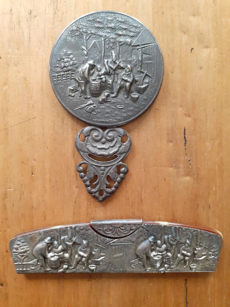 Vintage verzilverde 2-delige kaptafel set, Antiek en Kunst, Ophalen of Verzenden