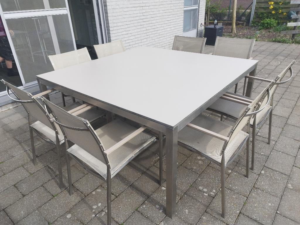 Tuinset, Tuin en Terras, Ophalen, Inox, Gebruikt, Eettafel