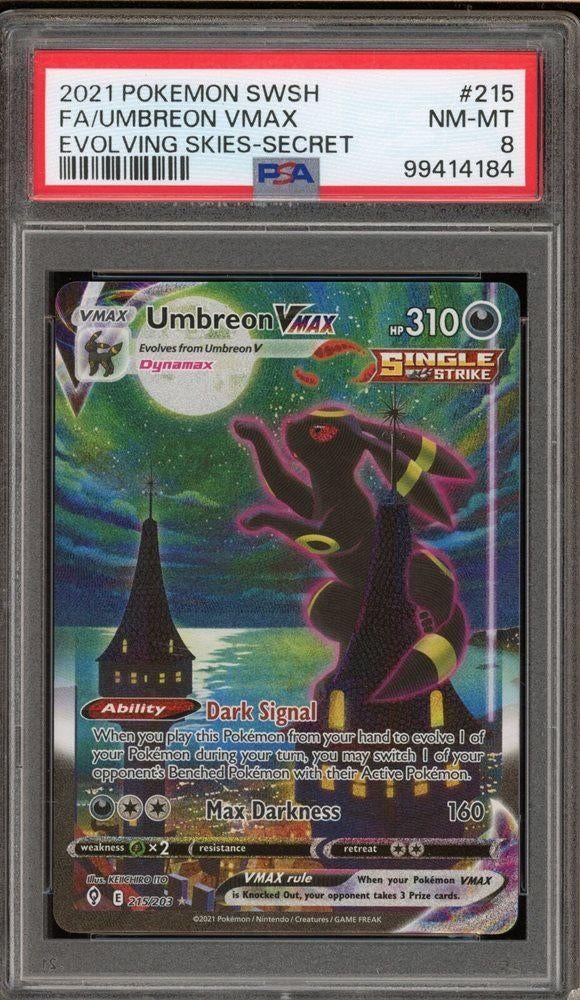 Umbreon VMAX (PSA 8) 215/203 - Evolving Skies | RareCards, Ophalen of Verzenden, Nieuw, Losse kaart