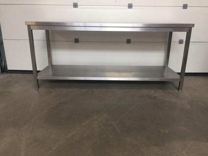 (4) Inox zware werktafel van 200 cm breed, Zakelijke goederen, Horeca | Keukenapparatuur, Inox Meubilair, Gebruikt, Ophalen