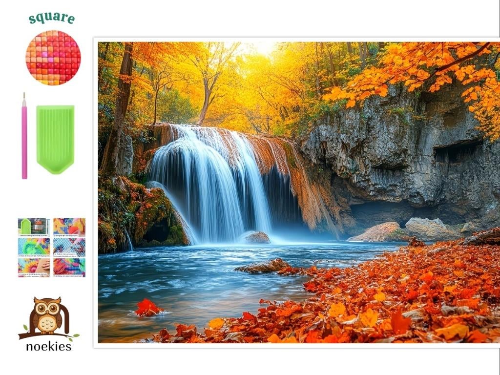 Cascade Diamond Panting n 188 40 x 30 cm (carrée), Neuf, Orange, Autocollant, Diamond painting