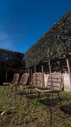 Set van 4 rotan stoelen met metalen poten, Huis en Inrichting, Stoelen, Ophalen, Zwart, Eén