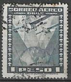 Chili 1934/1938 - Yvert 42PA - Vliegtuig en Wereldbol (ST), Verzenden, Gestempeld
