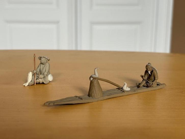 Figurines chinoises anciennes "Mud Men" - Pêcheurs en grès, Collections, Statues & Figurines, Utilisé, Humain, Enlèvement