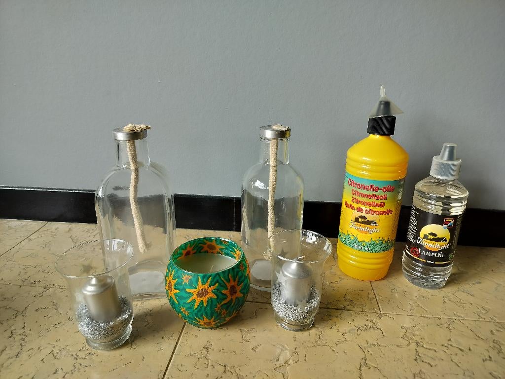 SfeervolleTerras-set + Citronella & Lampolie–snelwegprijs, Huis en Inrichting, Woonaccessoires | Kandelaars en Kaarsen, Kaars