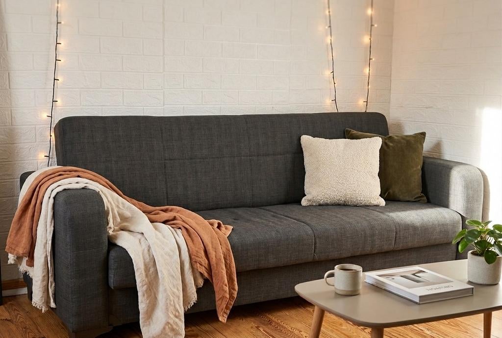 Canapé-lit convertible gris, Maison & Meubles, Chambre à coucher | Canapés-lits, Enlèvement ou Envoi, Gris, 90 cm