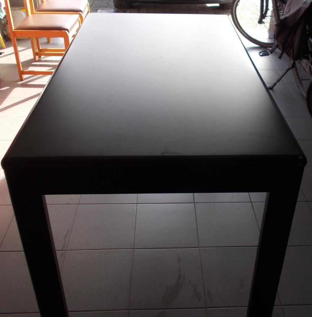 Tafel met 6 stoelen lederen zitvlak, Maison & Meubles, Chaises, Comme neuf, Enlèvement, Cinq, Six Chaises ou plus, Bois